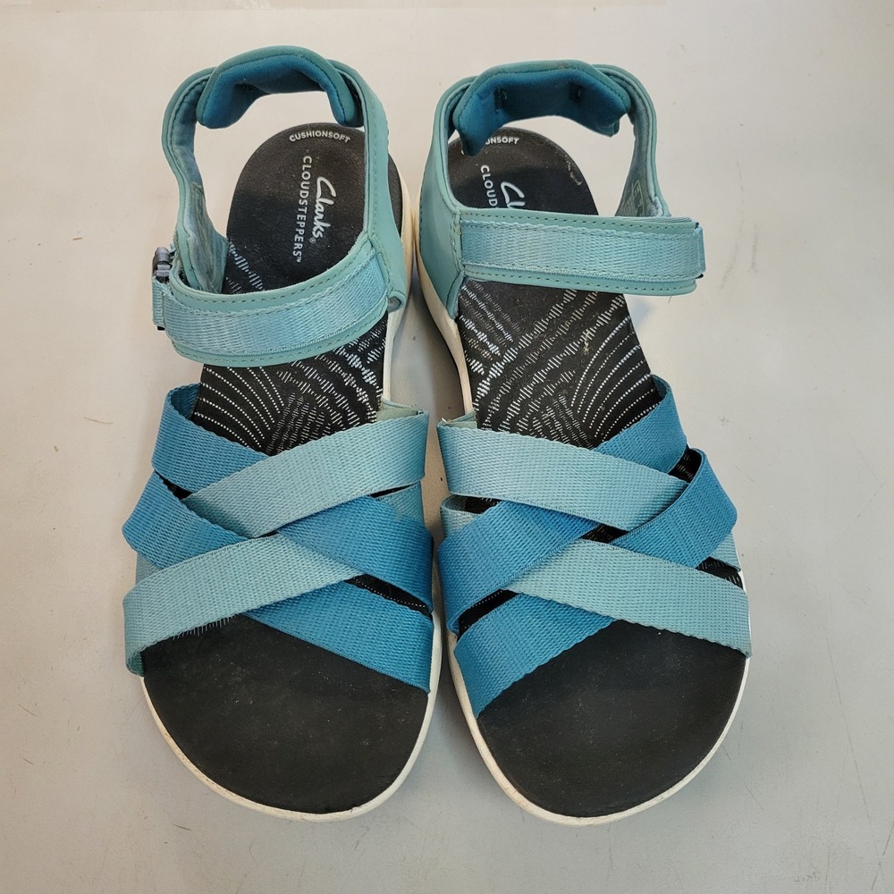 Clarks Cloudsteppers Arla Blue Strappy Sandals Womens 7 M 261653374045